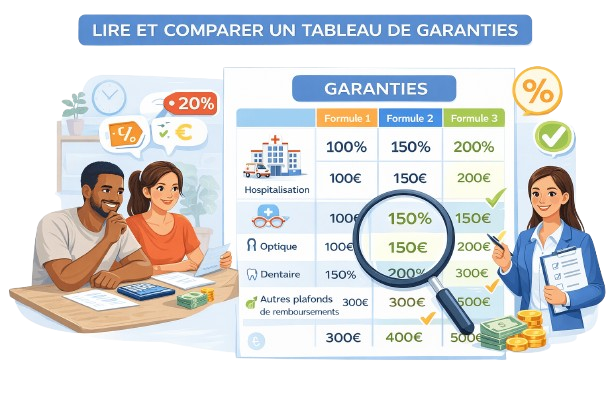 Tableau de garanties et pourcentages