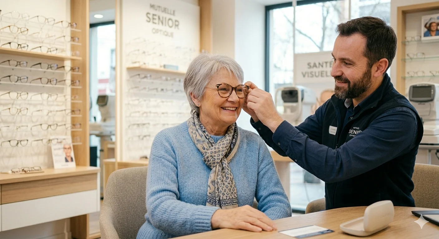 Senior avec besoins optiques